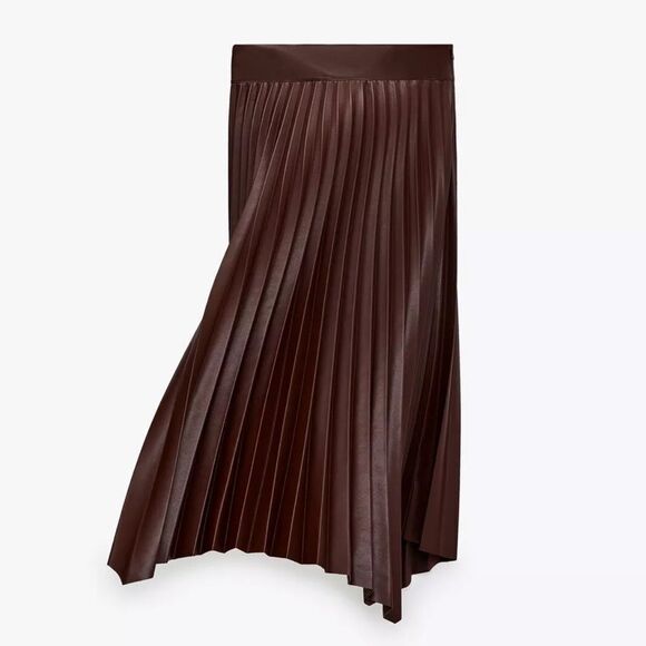 Zara faux leather pleated skirt side zip - Picture 8 of 13